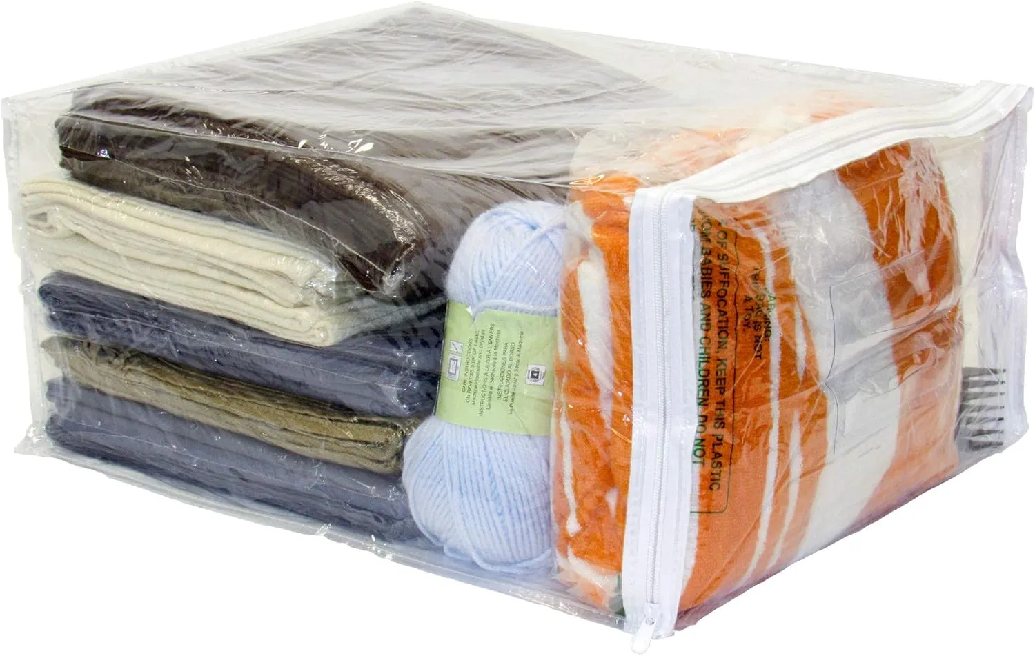 10-Pack Clear Vinyl Zippered Storage Bags 15 x 18 x 9 Inch