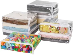10 PCS Clear Zippered Storage Bags, Sweater Storage with Two-way Zipper, Foldable Closet Organizer Bed Sheet Organizer, Cube Plastic Storage Organizer,Bag,Bin,for Clothes,Towel-15.7*13.78*3.9