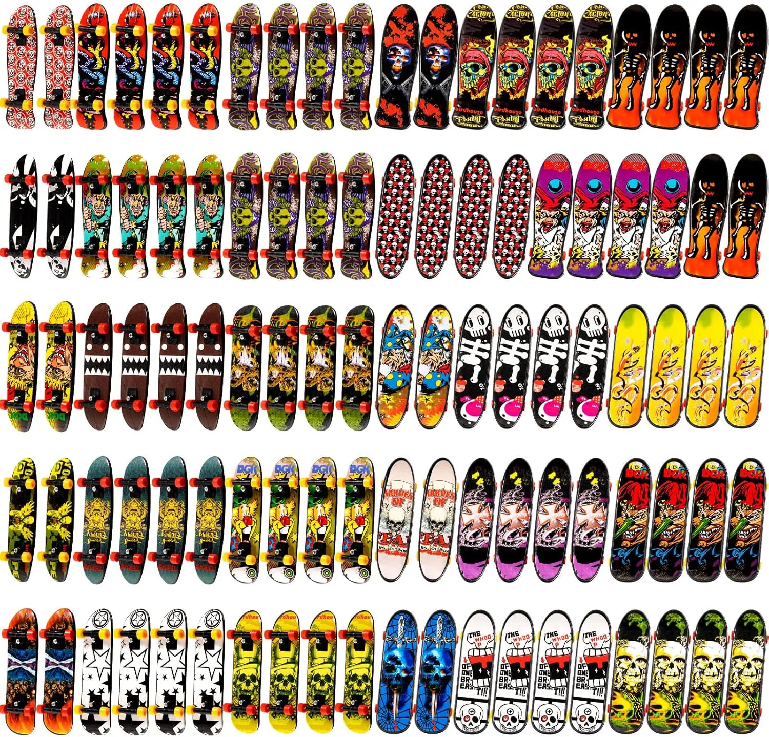 100 Pieces Fingerboard Mini Skateboard Toy, Finger Boards Set with Double Sided Pattern Creative Novelty Toys Birthday Party Favors Gift for Teens and Adults, Random Pattern