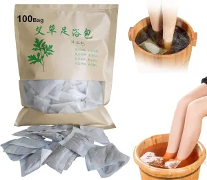 100bag Natural Mugwort Foot Soak Wormwood Foot Bath Powder Herb for Cleaning Spa Relax Legs Massage Odor Neuropathy艾草足浴泡脚