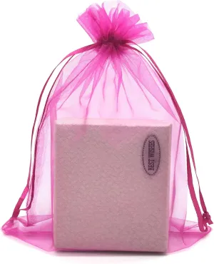 100pcs Organza Pouch Bag Drawstring 6"x9" 16x22cm Strong Gift Candy Bag Jewelry Party Wedding Favor (Hot Pink)