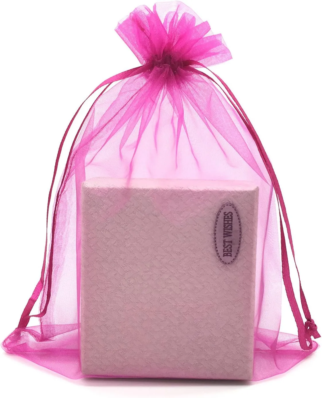 100pcs Organza Pouch Bag Drawstring 6"x9" 16x22cm Strong Gift Candy Bag Jewelry Party Wedding Favor (Hot Pink)