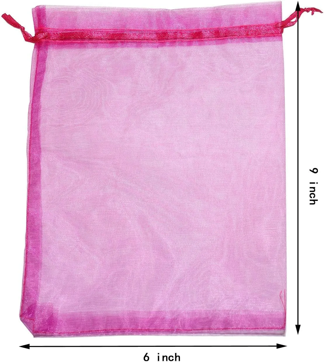 100pcs Organza Pouch Bag Drawstring 6"x9" 16x22cm Strong Gift Candy Bag Jewelry Party Wedding Favor (Hot Pink)