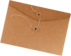 10pcs Kraft File Bag A5 Horizontal Documents Bag Bovine Skin Material Kraft Paper File Folder for Office School Travel