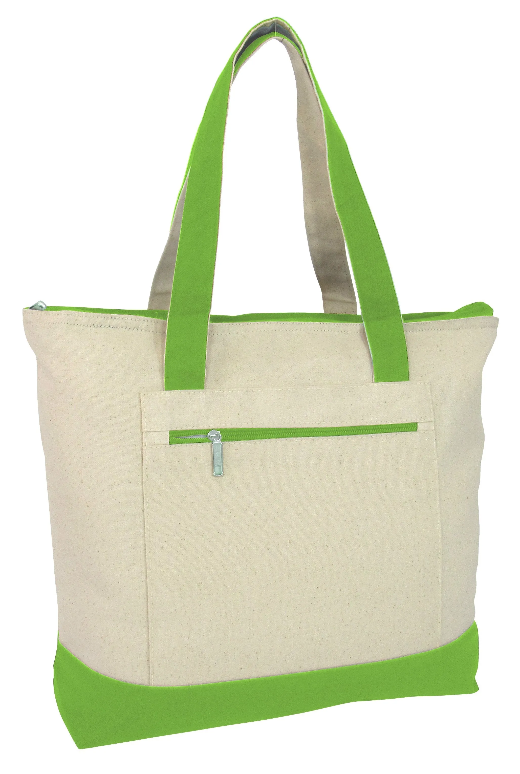 12 ct Heavy Canvas Zippered Shopping Tote Bags - By Dozen - Alternative Colors
