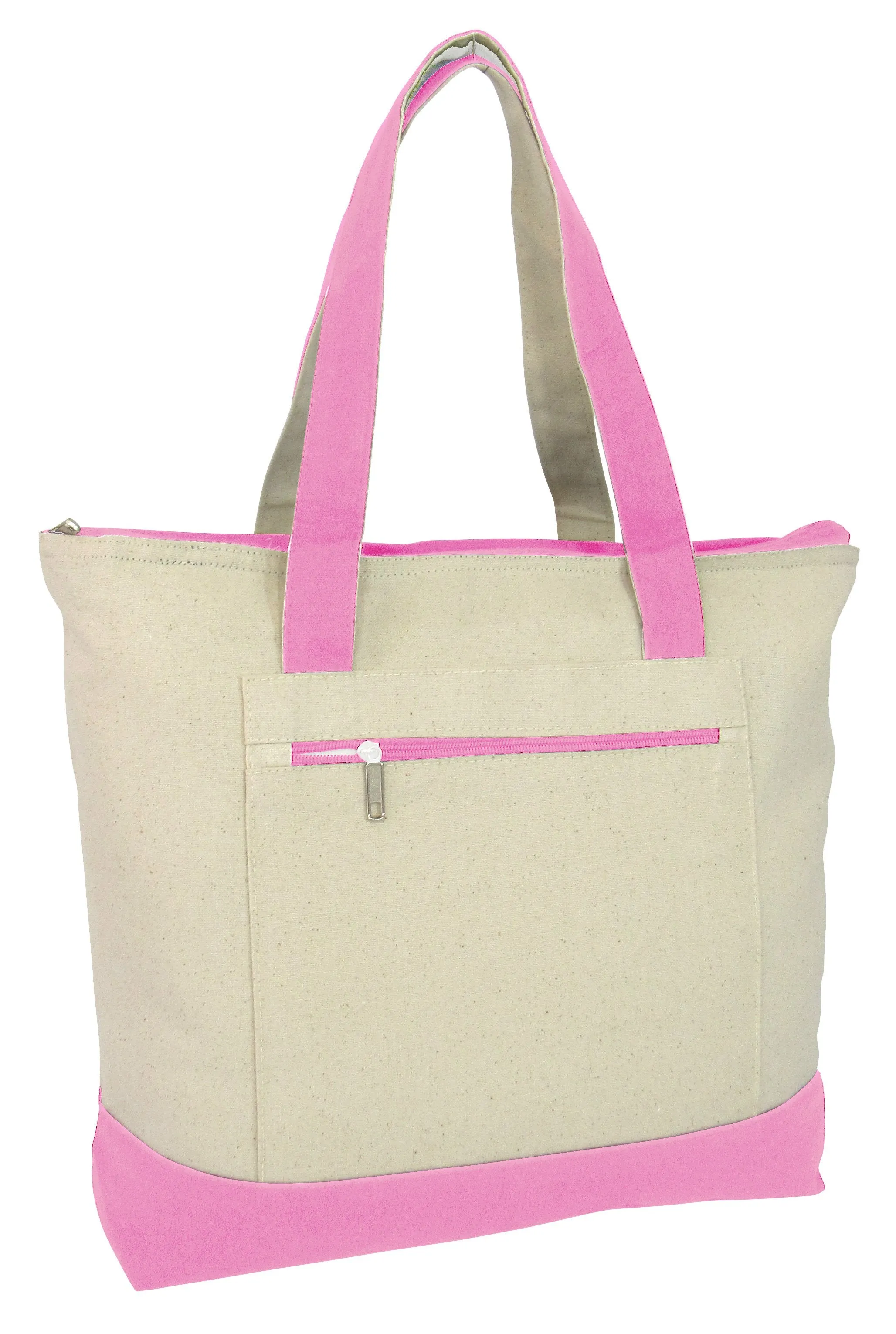 12 ct Heavy Canvas Zippered Shopping Tote Bags - By Dozen - Alternative Colors