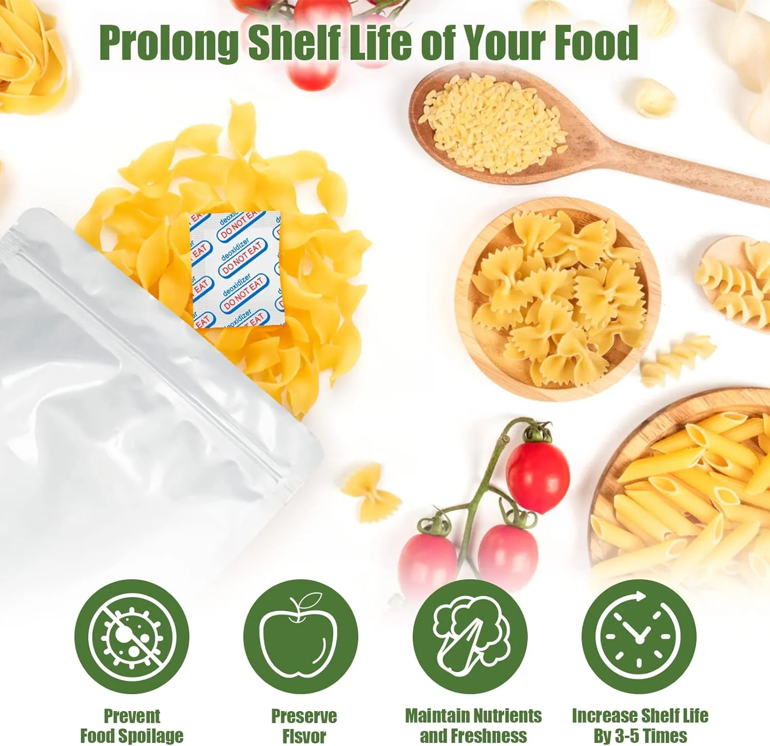 120 Packs 500CC Food Grade Oxygen Absorbers (10 Pack in Individual Vacuum Bag ) , Oxygen Absorbers For Long Term Food Storage with Oxygen Indicator , Works in Mylar Bags, Mason Jars, and Vacuum Bags