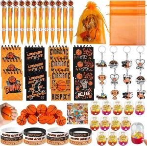 134PCS Basketball Party Favors, Goodie Bags Stuffers for Kids Boys with Pocket Notebook Ballpoint Pens Stress Balls Keychains Bracelets, Stuffers for Basketball Birthday Party Decorations