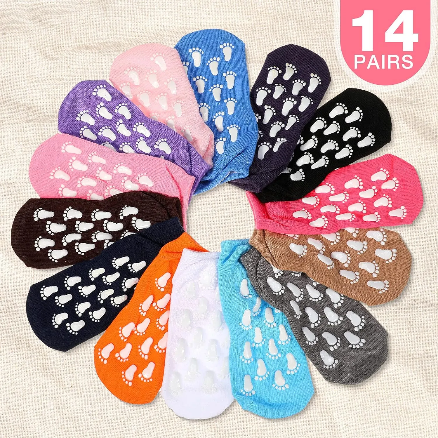14 Pairs Kids Anti-Skid Ankle Grip Socks for Pilates, Ballet, Barefoot Workout