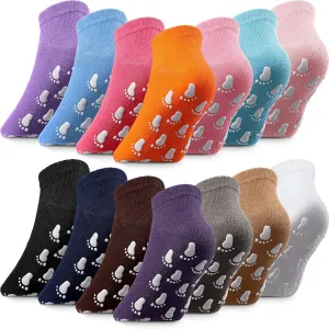 14 Pairs Kids Anti-Skid Ankle Grip Socks for Pilates, Ballet, Barefoot Workout
