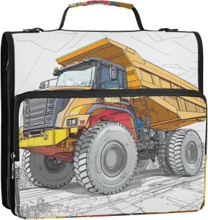 1.5-Inch 3-Rings Office Binder Organizer with Shoulder Strap Includes Zip Pocket Portfolio Binder Suitable for Middle School A Road Strewn with Flowers Engineering Machinery