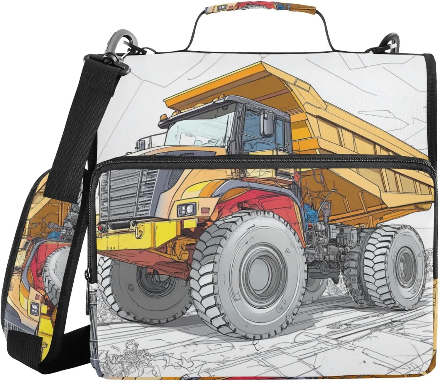 1.5-Inch 3-Rings Office Binder Organizer with Shoulder Strap Includes Zip Pocket Portfolio Binder Suitable for Middle School A Road Strewn with Flowers Engineering Machinery