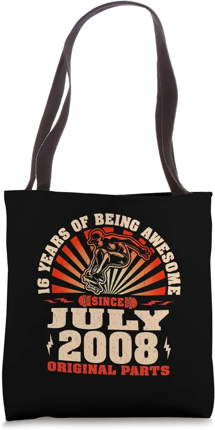 16 Year Old Skateboarder Skater Born July 2008 16th Birthday Tote Bag