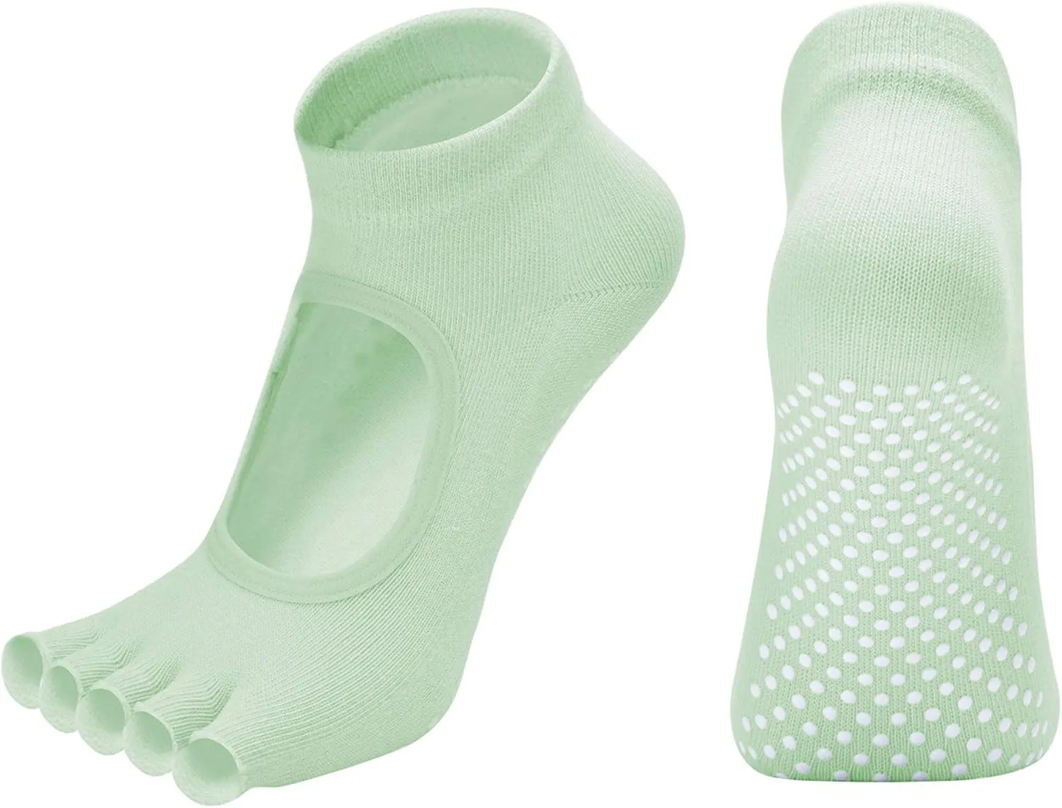 2 Pairs Toeless Yoga Socks Non-Slip Grips for Pilates Ballet Dance Barefoot Workout Cotton Open Toe Sports Socks