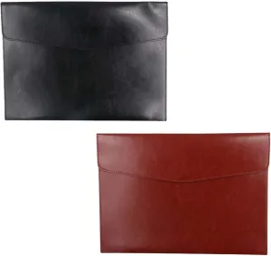 2 Pcs PU Leather A4 File Folders, Large Capacity Envelope Documents File Bags, Business Felt Folder Travel Bag for Paper Letter (Black Brown)
