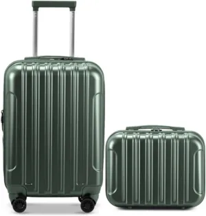 2-Piece Hardside Luggage Set, Expandable Carry-On Luggage, Trolley Case with TSA Lock and Spinner Wheels, 20" Hardside Luggage with 14" Cosmetic Bag for Men and Women Travel