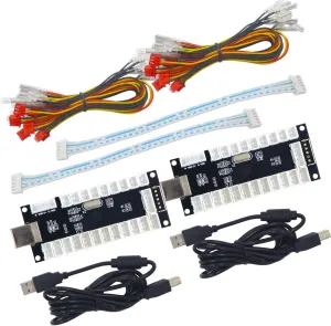 2-Player LED USB Encoder to Arcade Joystick and LED Arcade Buttons for PC, MAME and Retro Pie