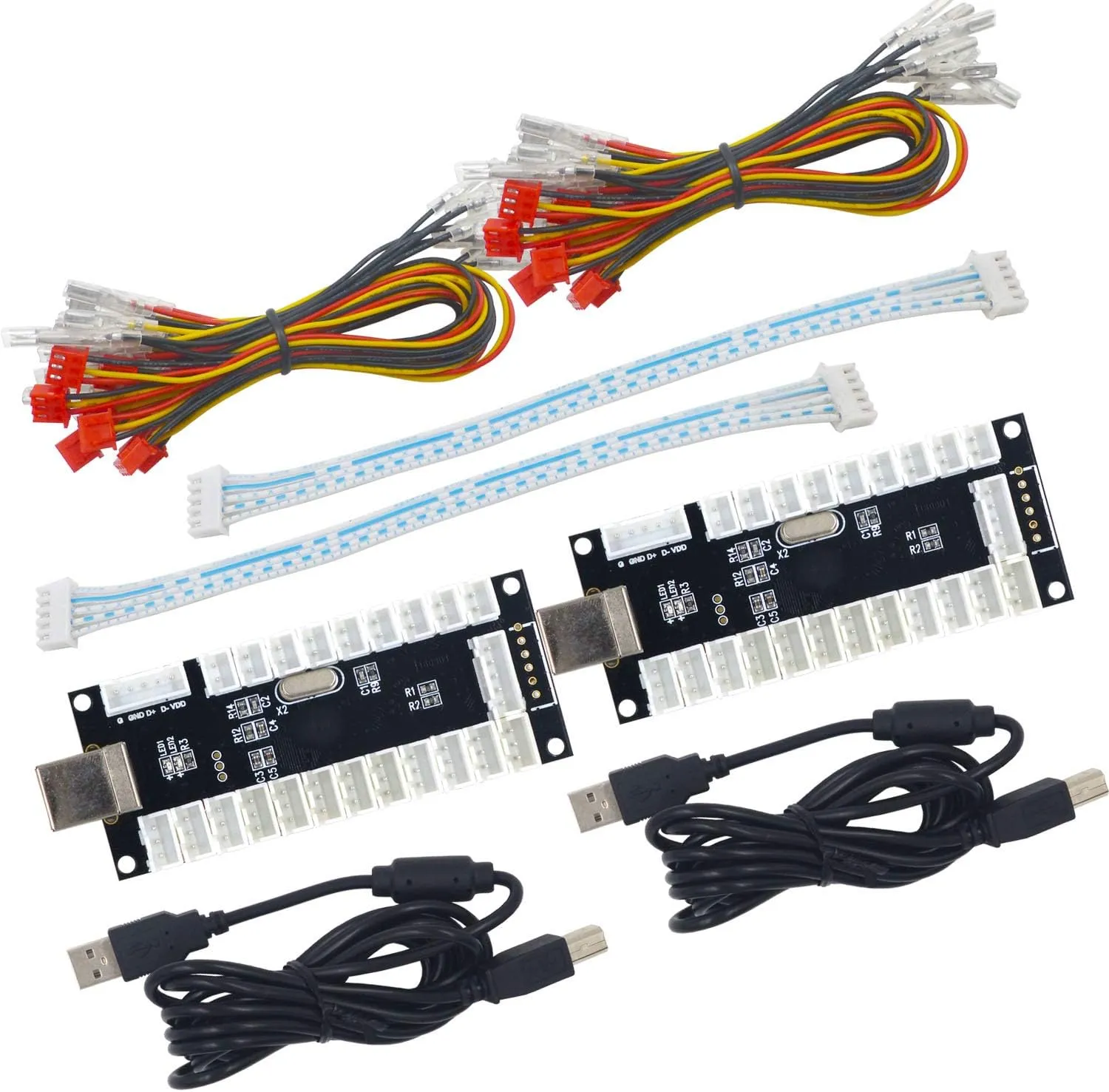 2-Player LED USB Encoder to Arcade Joystick and LED Arcade Buttons for PC, MAME and Retro Pie