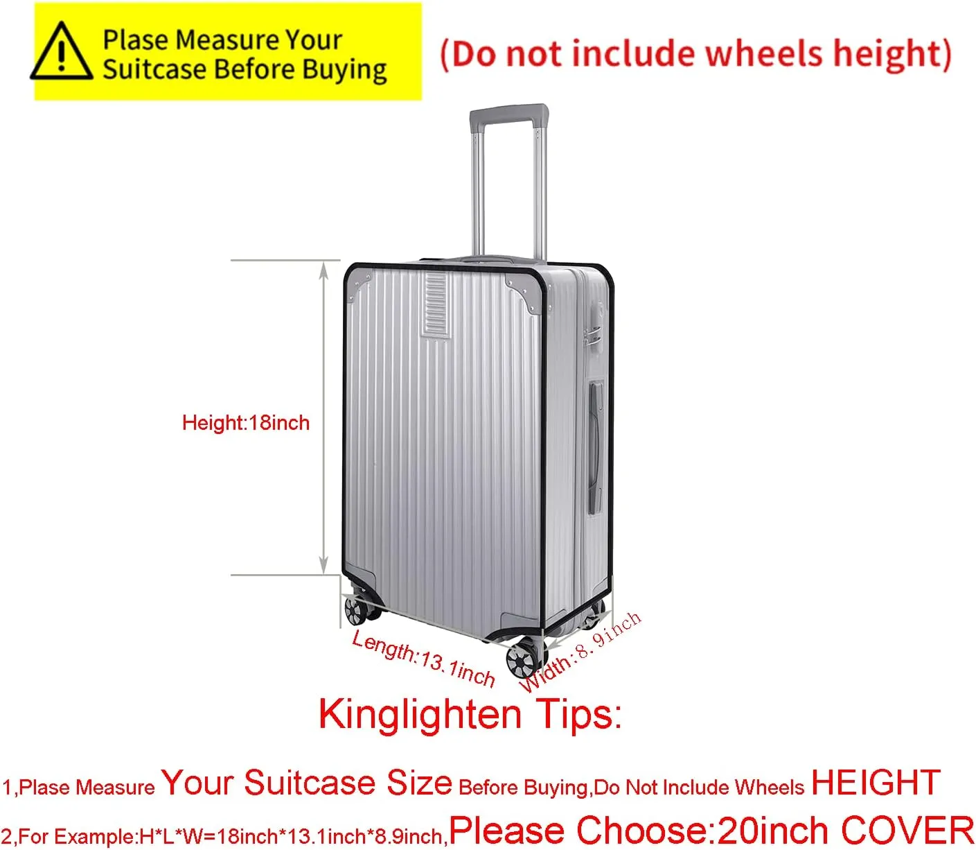 20 Inch Luggage Cover Protector Bag PVC Clear Plastic Suitcase Cover Protectors Travel Luggage Sleeve Protector