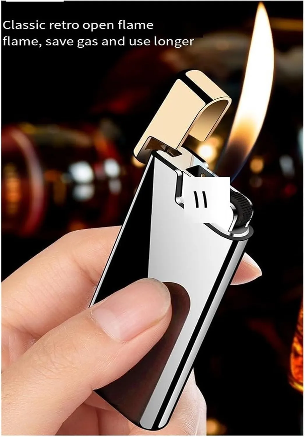 2024 Ultra-thin Butane Lighter, Soft Flame Lighter, Wheeled Flint Ignition Portable Ultra-thin Lighter, Refillable Butane Lighter with Adjustable Flame Candle Lighter Business Gift (Butane Not Include