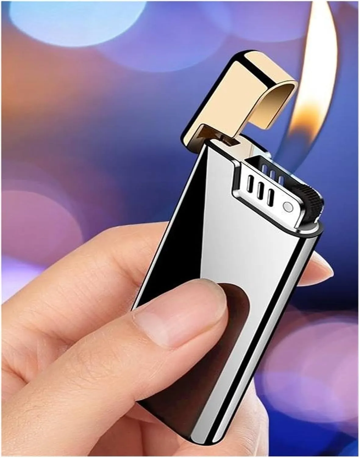 2024 Ultra-thin Butane Lighter, Soft Flame Lighter, Wheeled Flint Ignition Portable Ultra-thin Lighter, Refillable Butane Lighter with Adjustable Flame Candle Lighter Business Gift (Butane Not Include