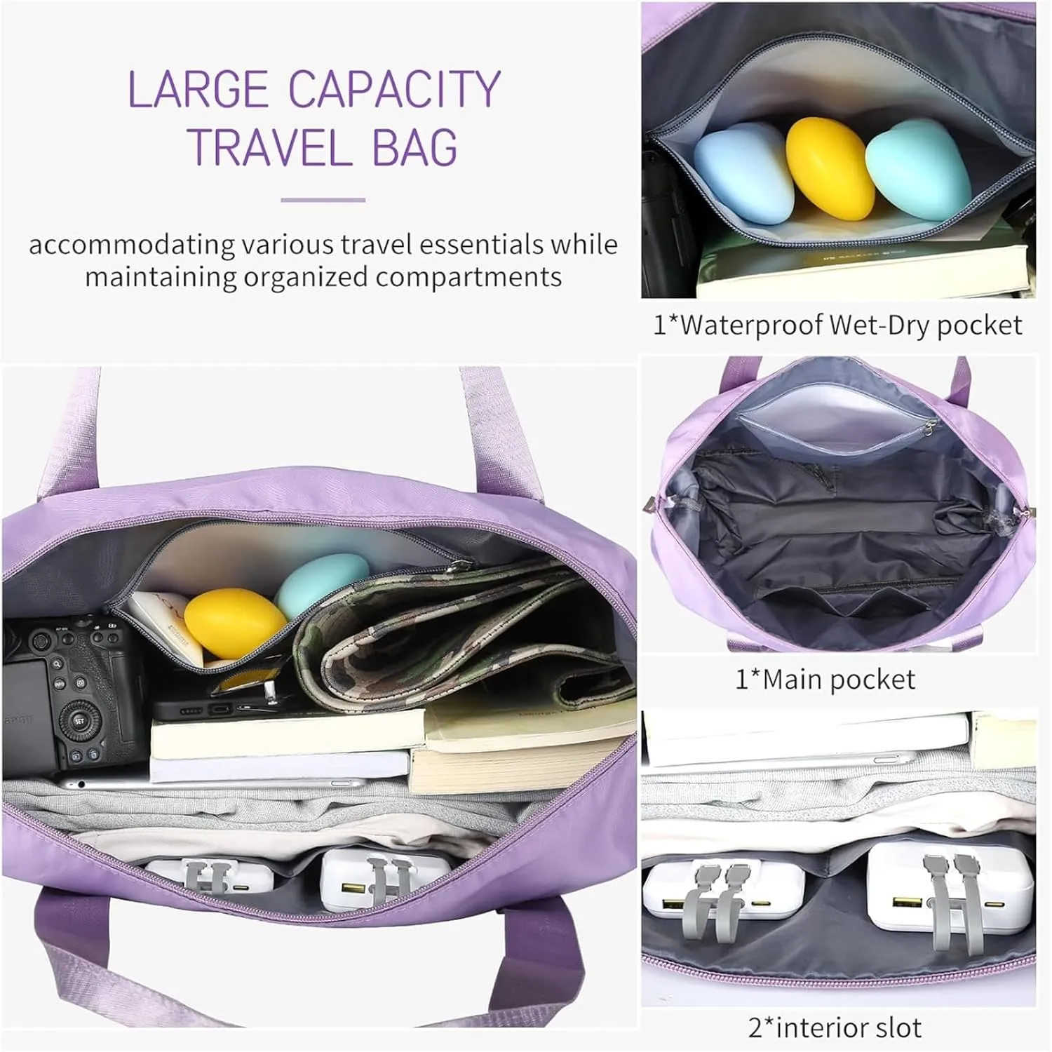 2025 New Large Capacity Travel Bag -Universal Wheel Removable, Waterproof Foldable Dry-Wet Separation for Gym (Blue)