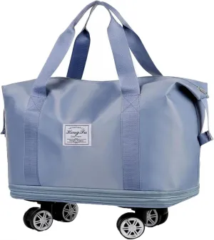 2025 New Large Capacity Travel Bag -Universal Wheel Removable, Waterproof Foldable Dry-Wet Separation for Gym (Blue)