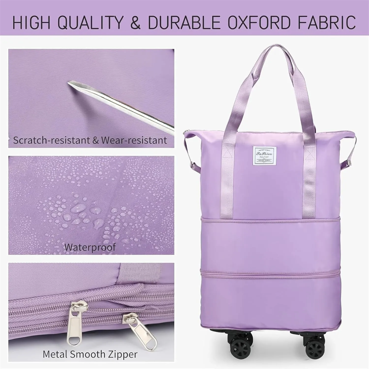 2025 New Large Capacity Travel Bag -Universal Wheel Removable, Waterproof Foldable Dry-Wet Separation for Gym (Blue)