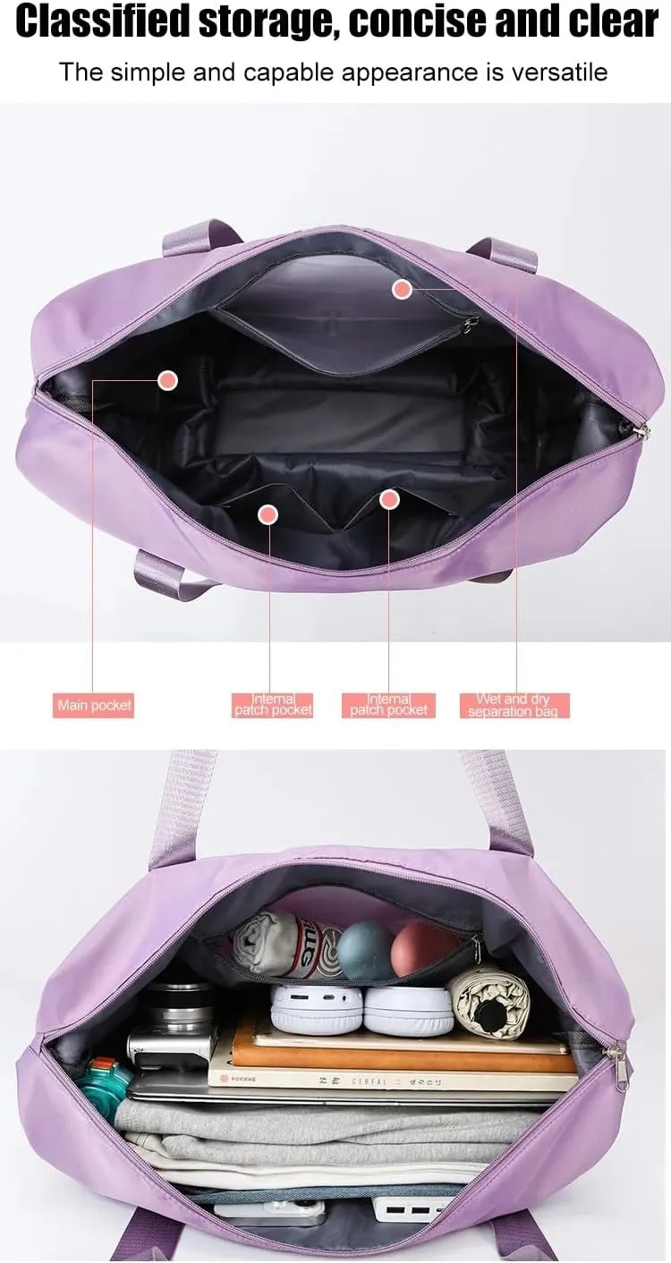 2025 New Travel Bag with Wheels, Expandable & Foldable Large Capacity Rolling Luggage, Adjustable Shoulder Strap & Detachable Wheels(Light Purple)