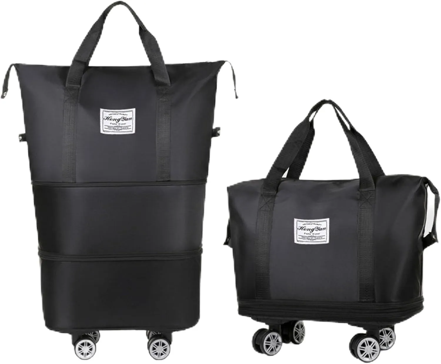 2025 New Travel Bag with Wheels, Large Capacity Travel Bag - Universal Wheel Removable, Expandable Foldable Duffle Bag, Large Capacity Wide-Open, Dry and Wet Separation (Black)