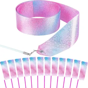 20PCS Sparkling Dance Ribbon for Kids Girls Princess Mermaid Ballet Ballerina Gymnastics Birthday Party Favors Decorations, Kids Twirling Streamer Ribbon Dancer Wands for Outdoor Toys