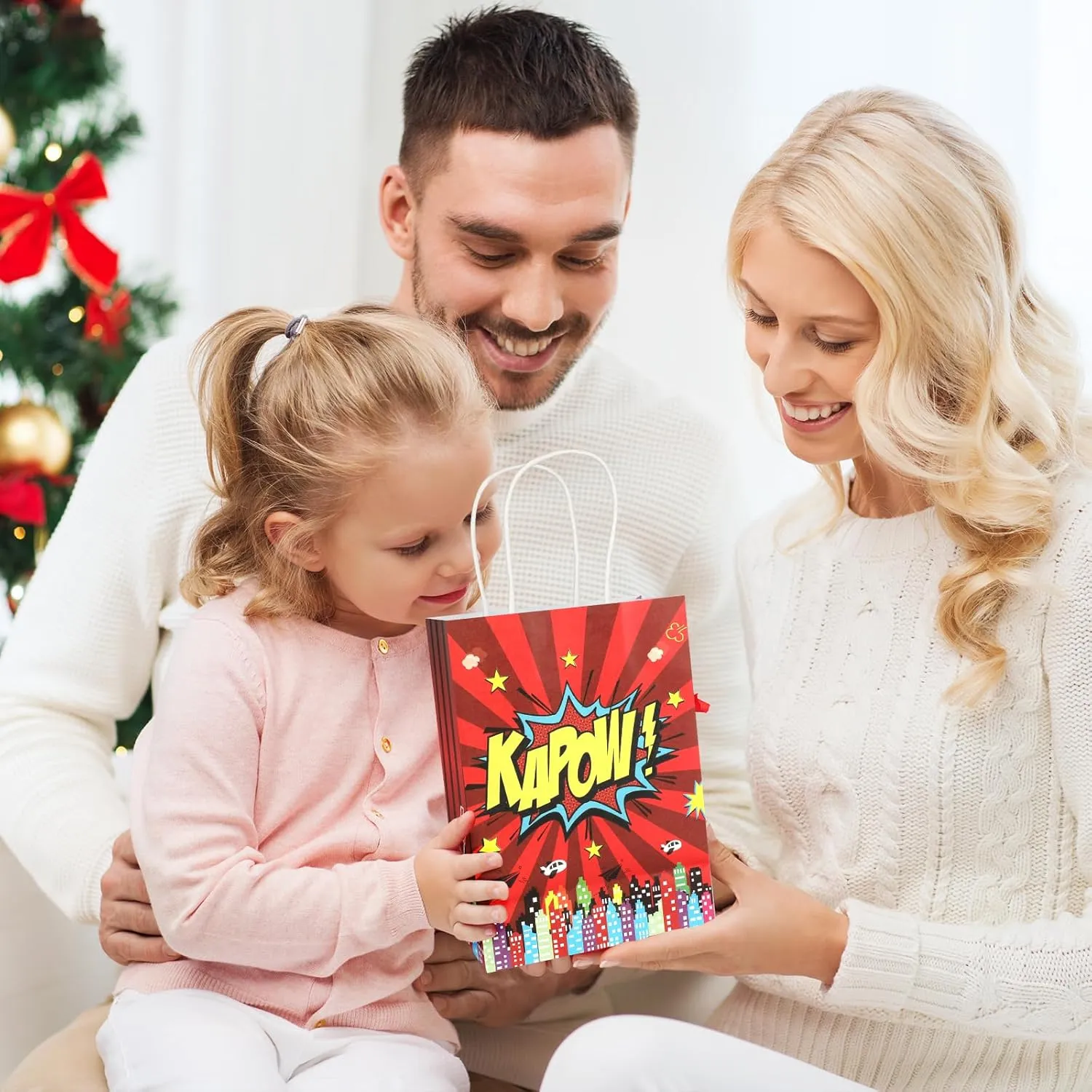 20Pcs Superhero Party Favors Bags with Handles, Comic Hero Kraft Paper Bags for Kids, Goodie Bag Candy Treat Gift Bag for Boom Hero Theme Birthday Baby Shower Party Supplies
