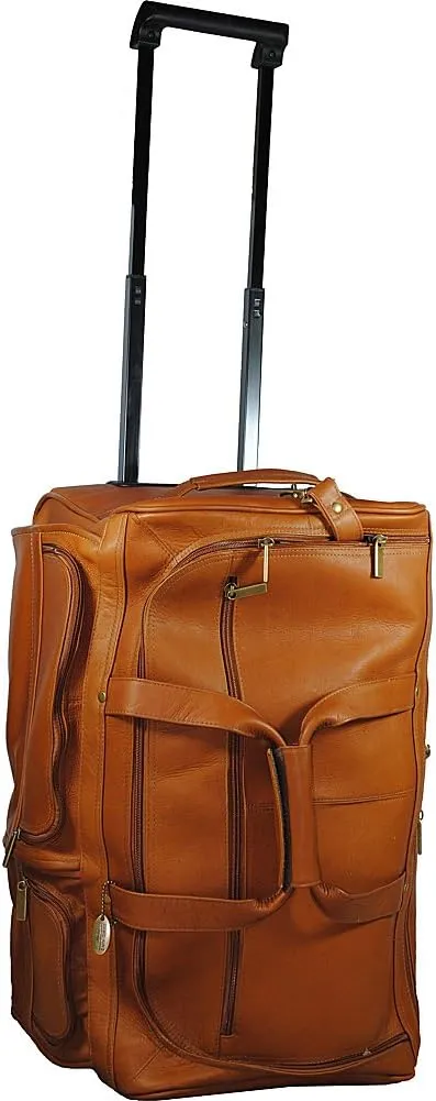 20" Leather 2 Wheeled Travel Duffel Color: Tan