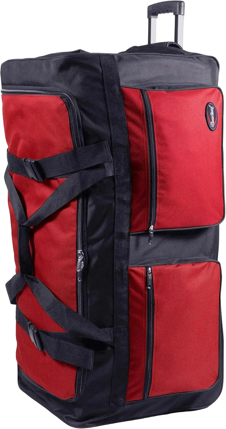 20"/30"/36"/40" Rolling Duffle Bag Travel Wheeled Luggage Suitcase (Red, 40-inch)