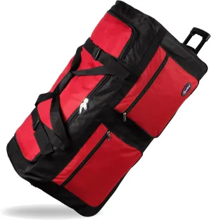 20"/30"/36"/40" Rolling Duffle Bag Travel Wheeled Luggage Suitcase (Red, 40-inch)