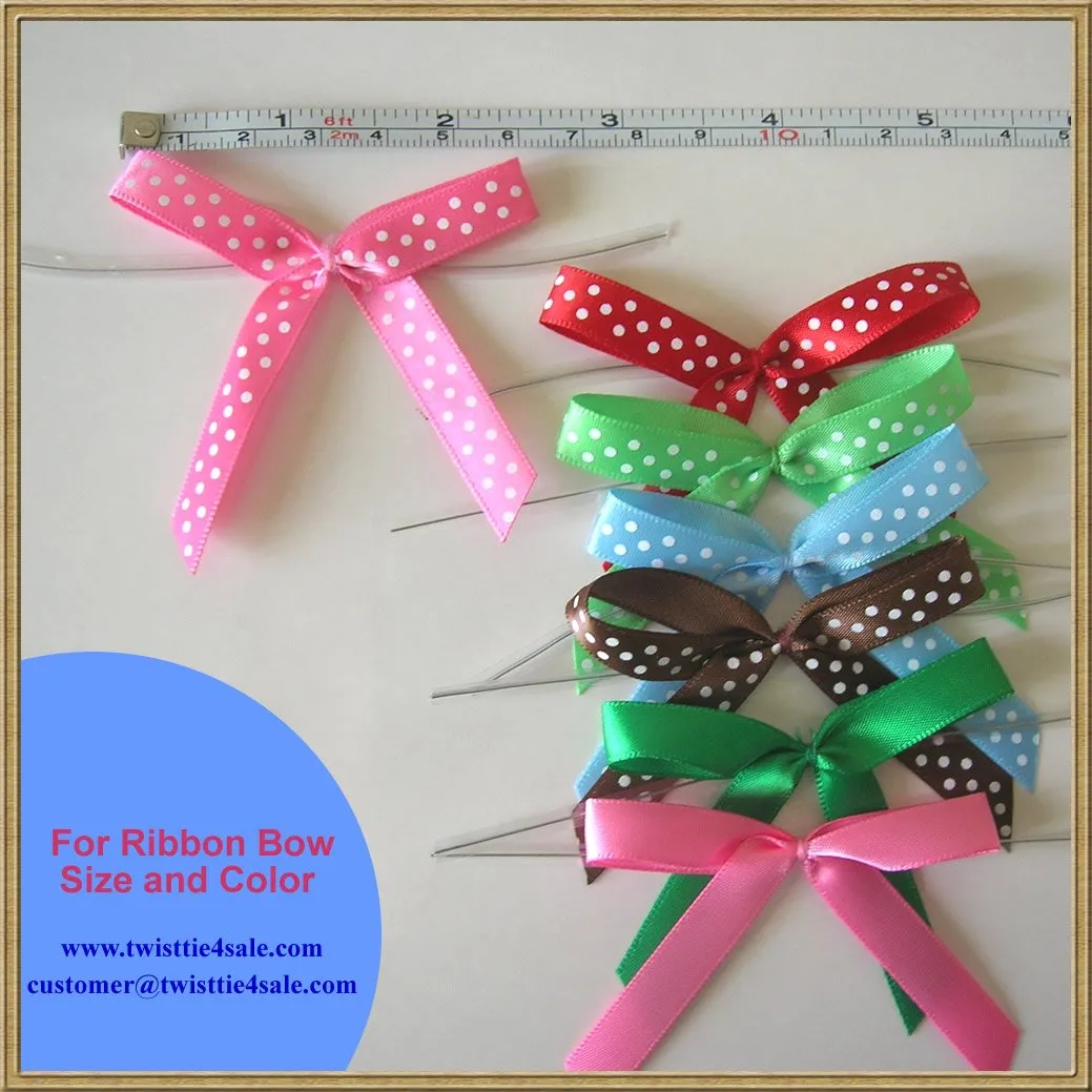 25 Solid Pink Satin Pre-Tied Ribbon Bow for cello bag in wedding and Party