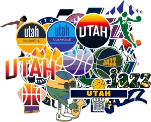 28 PCS Utah Vinyl Jazz Basketball Star Stickers for Water Bottle, Laptop, Bicycle, Computer, Motorcycle, Travel Case, Car Decal Decoration Sticker Graffiti Decals