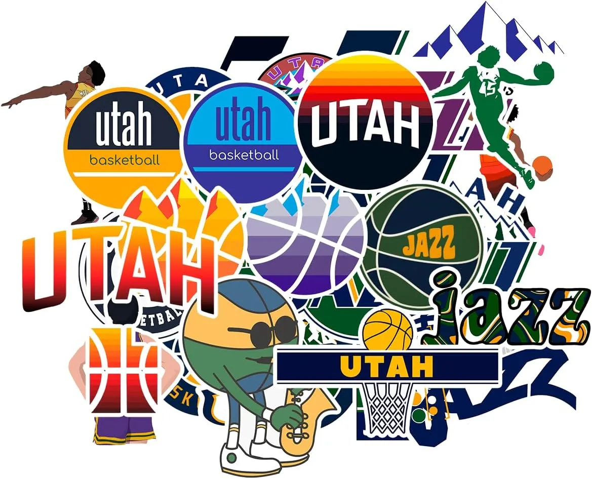 28 PCS Utah Vinyl Jazz Basketball Star Stickers for Water Bottle, Laptop, Bicycle, Computer, Motorcycle, Travel Case, Car Decal Decoration Sticker Graffiti Decals