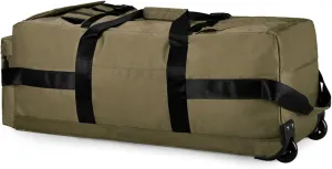 3 in 1 Convertible Duffle Bag – Large Wheeled Travel Bag with Backpack & Trolley Options | Watertight, Foldable, Sturdy Nylon Blend (Army Green)