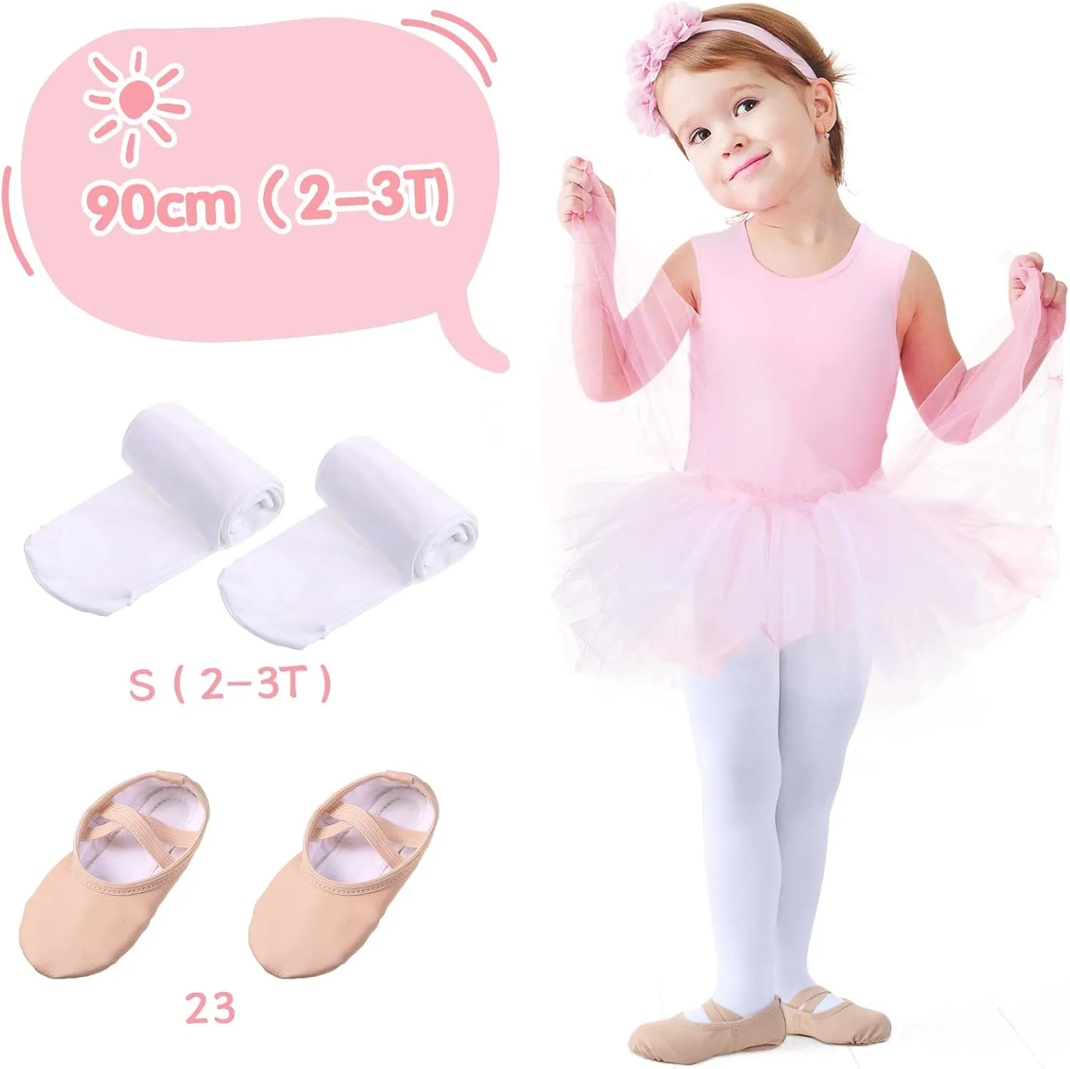 3 Piece Leotard Ballet Set Cute Dance Tutu Dress Pink Ballet Yoga Shoes Soft Dance Tight for Girl's Gymnastics Ballet