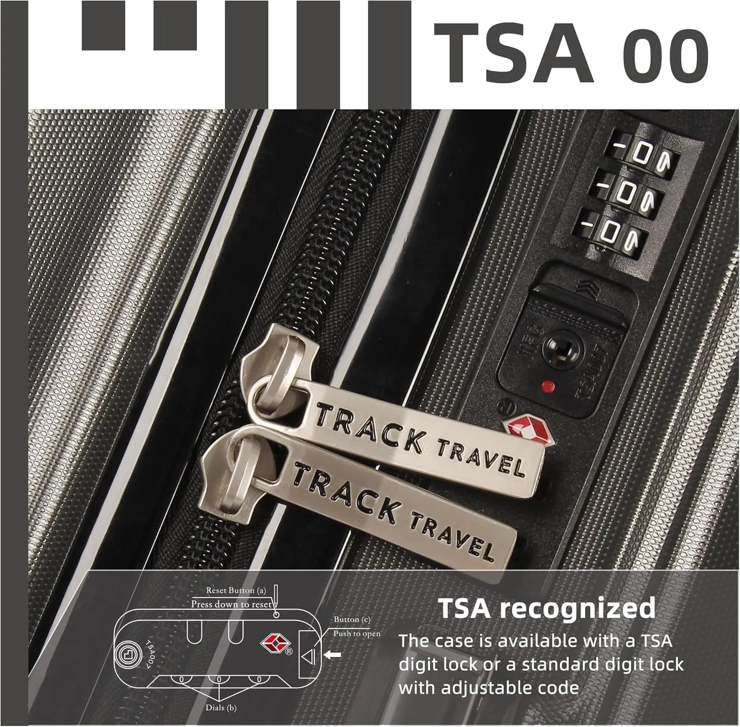 3 Piece Luggage Set ABS PC Expandable Hardshell TSA Lock Aluminum Trolley Spinner Wheels (Dark Grey, 3 Piece Set)