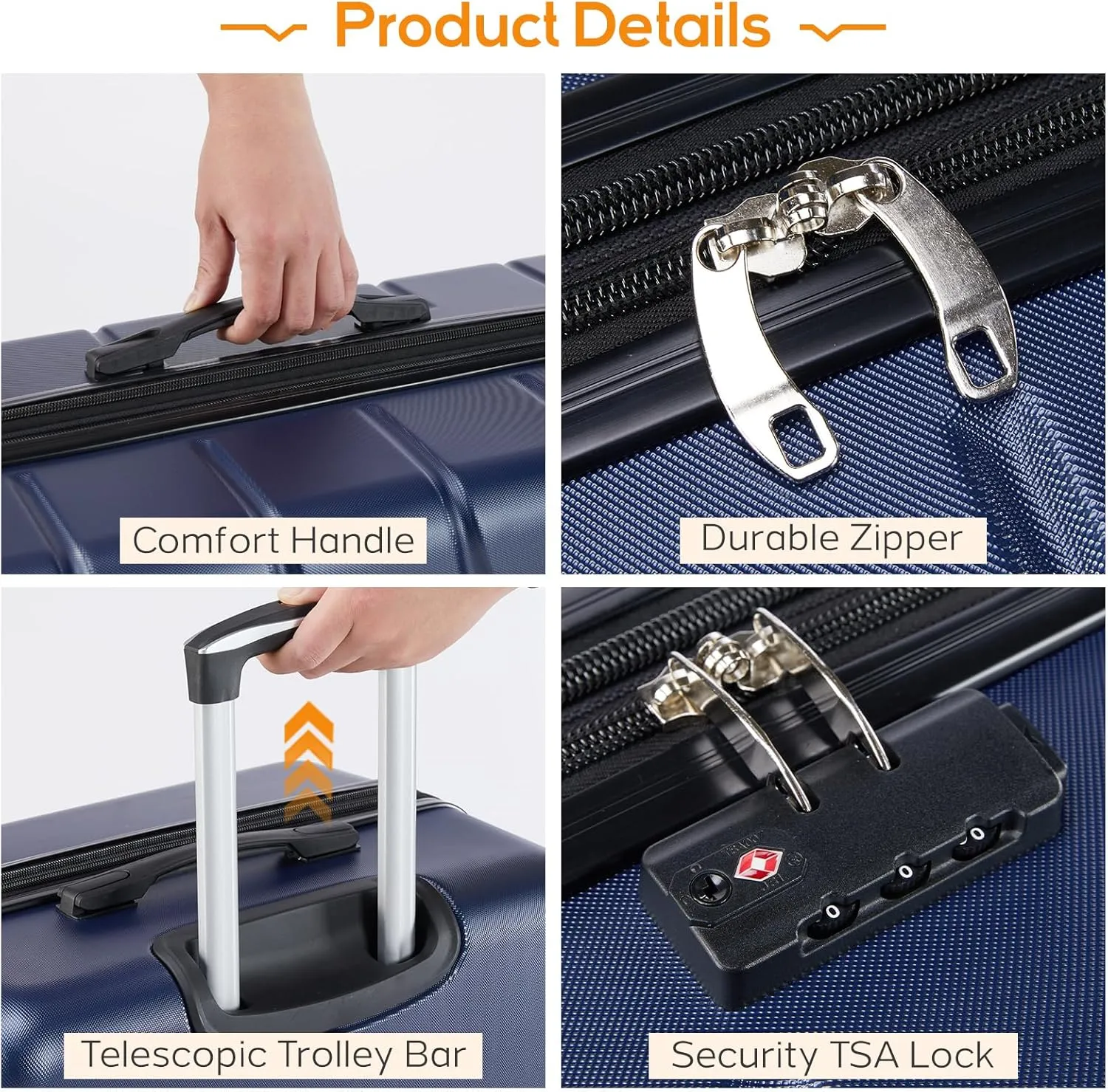 3 Pieces Luggage Set 20/24/28-inch, Hard Shell Rolling Suitcases for Travel Expandable Lightweight with Spinner Wheels TSA Lock