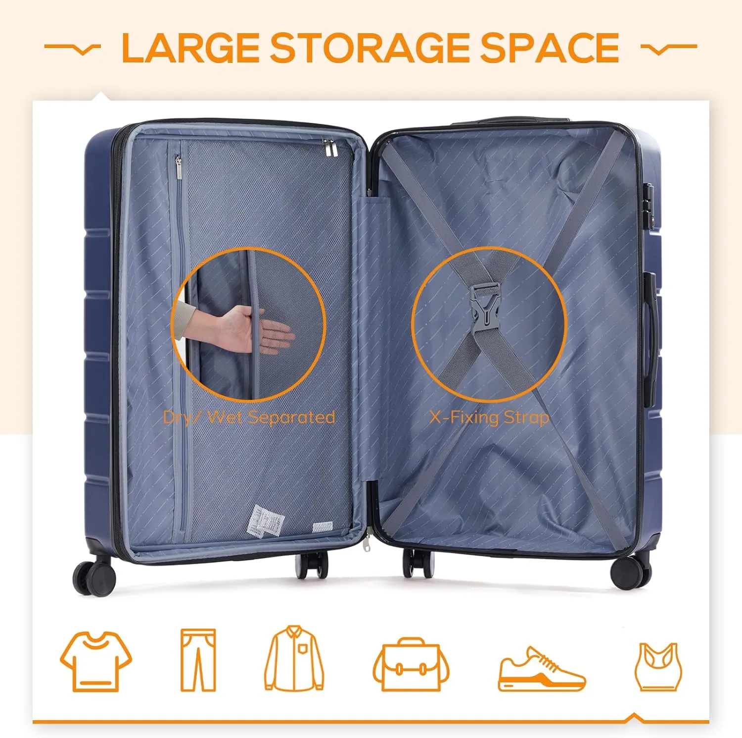 3 Pieces Luggage Set 20/24/28-inch, Hard Shell Rolling Suitcases for Travel Expandable Lightweight with Spinner Wheels TSA Lock