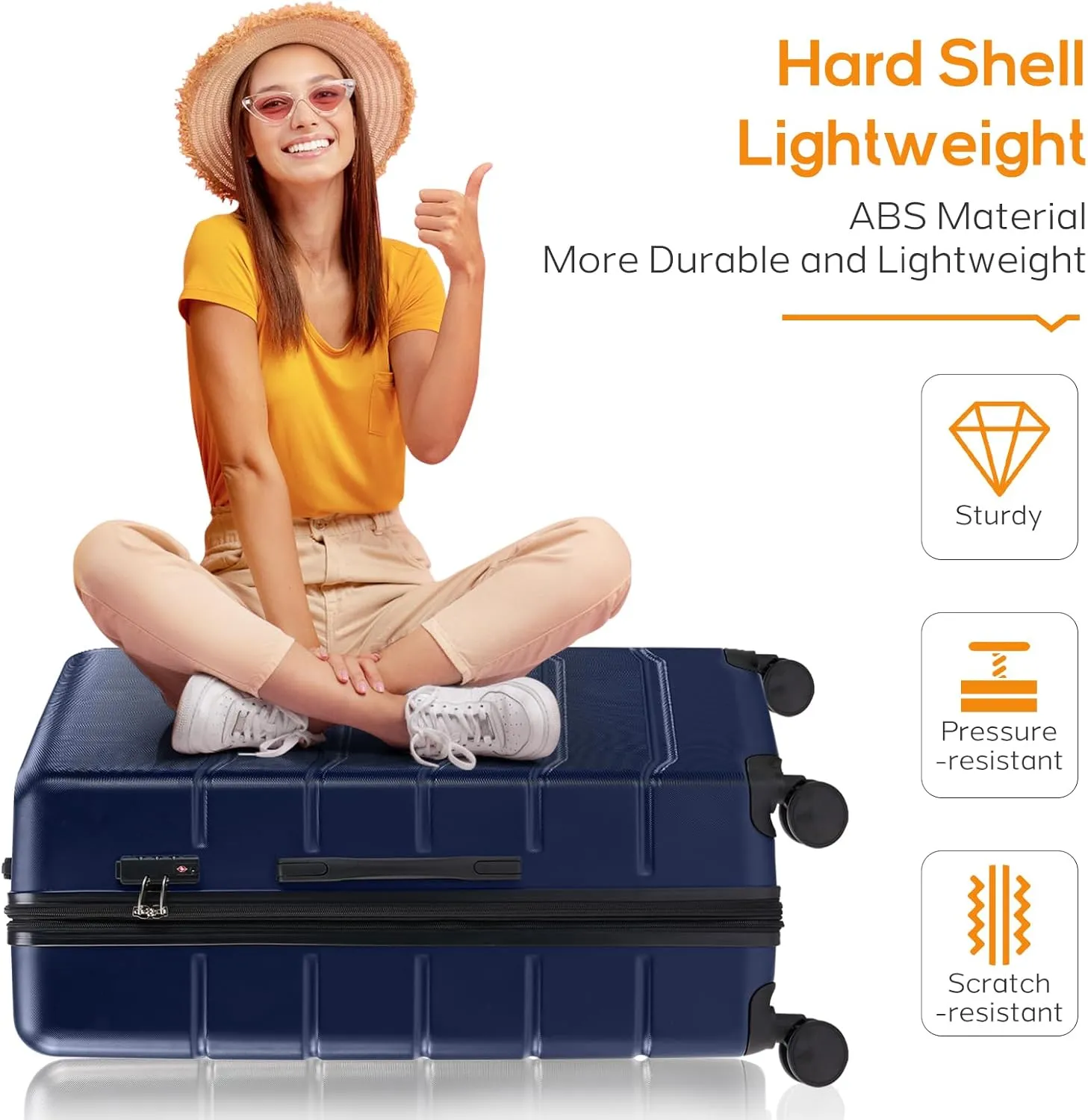 3 Pieces Luggage Set 20/24/28-inch, Hard Shell Rolling Suitcases for Travel Expandable Lightweight with Spinner Wheels TSA Lock