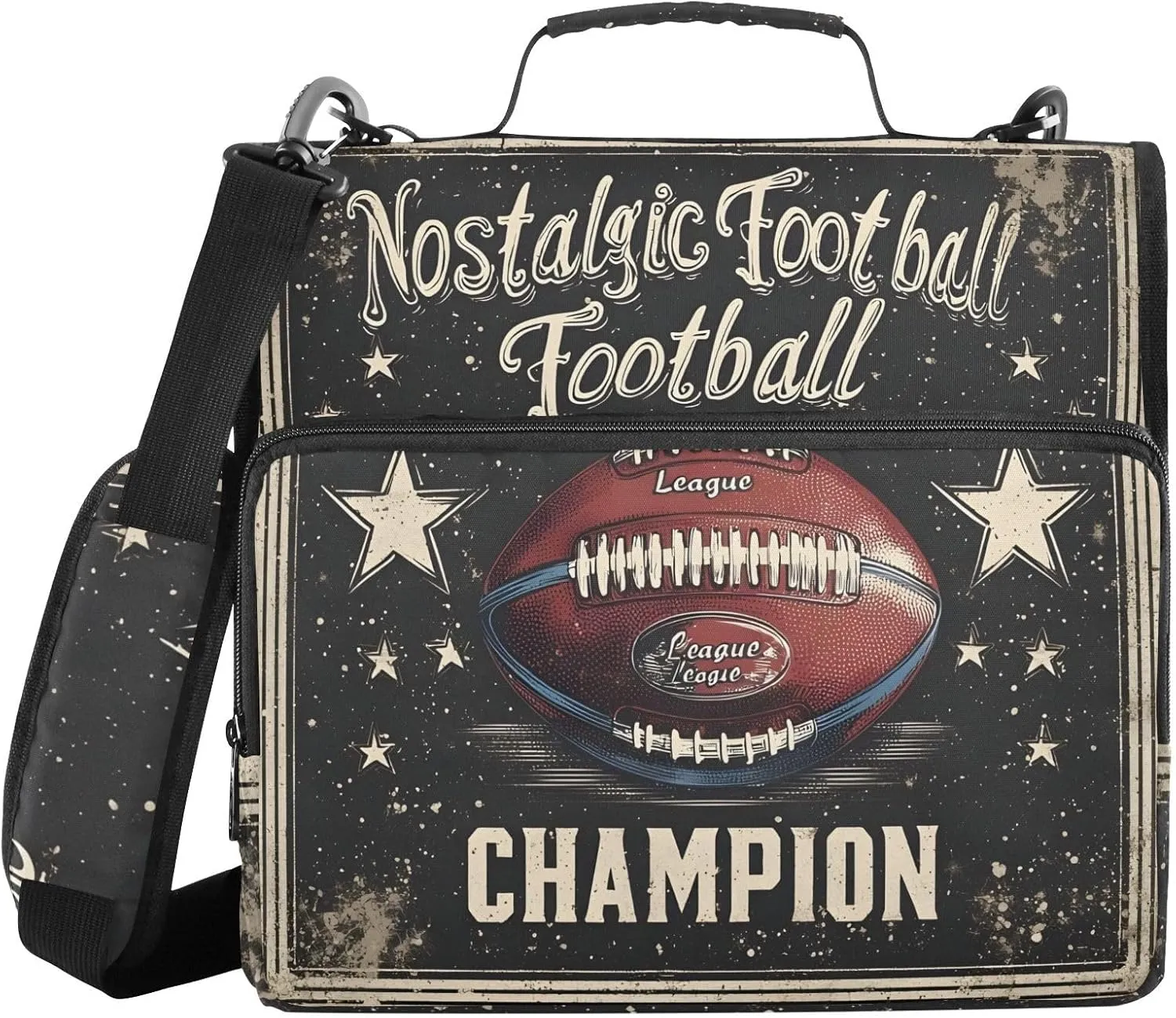 3 Ring Binder Zipper Binders Rugby Champion Trapper Keeper Expanding File Folder Bag with Shoulder Strap