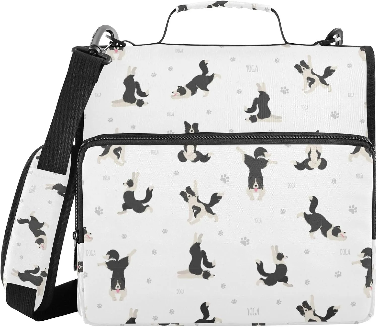 3 Ring Zipper Binder Yoga Dogs Poses and Exercises 500 Sheets Capacity Binder Organizer Bag with Shoulder Strap and Handle for School Office College Students