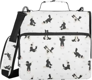 3 Ring Zipper Binder Yoga Dogs Poses and Exercises 500 Sheets Capacity Binder Organizer Bag with Shoulder Strap and Handle for School Office College Students