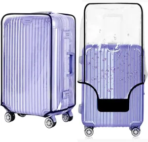 30 Inch Clear PVC Luggage Cover, 0.4mm Thick Heavy-Duty Waterproof, Dustproof, Anti-Scratch Suitcase Cover, Luggage Covers for Suitcase TSA Approved, Fits 30"-31" Wheeled Luggage