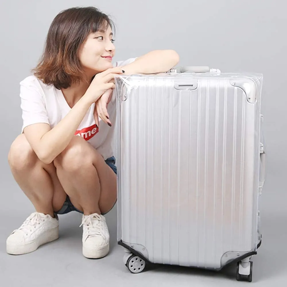 30 Inch Full Clear PVC Luggage Cover, 0.4mm Thick Heavy-Duty Waterproof, Dustproof, Anti-Scratch Suitcase Cover, Luggage Covers for Suitcase TSA Approved, Fits 30"-31" Wheeled Luggage