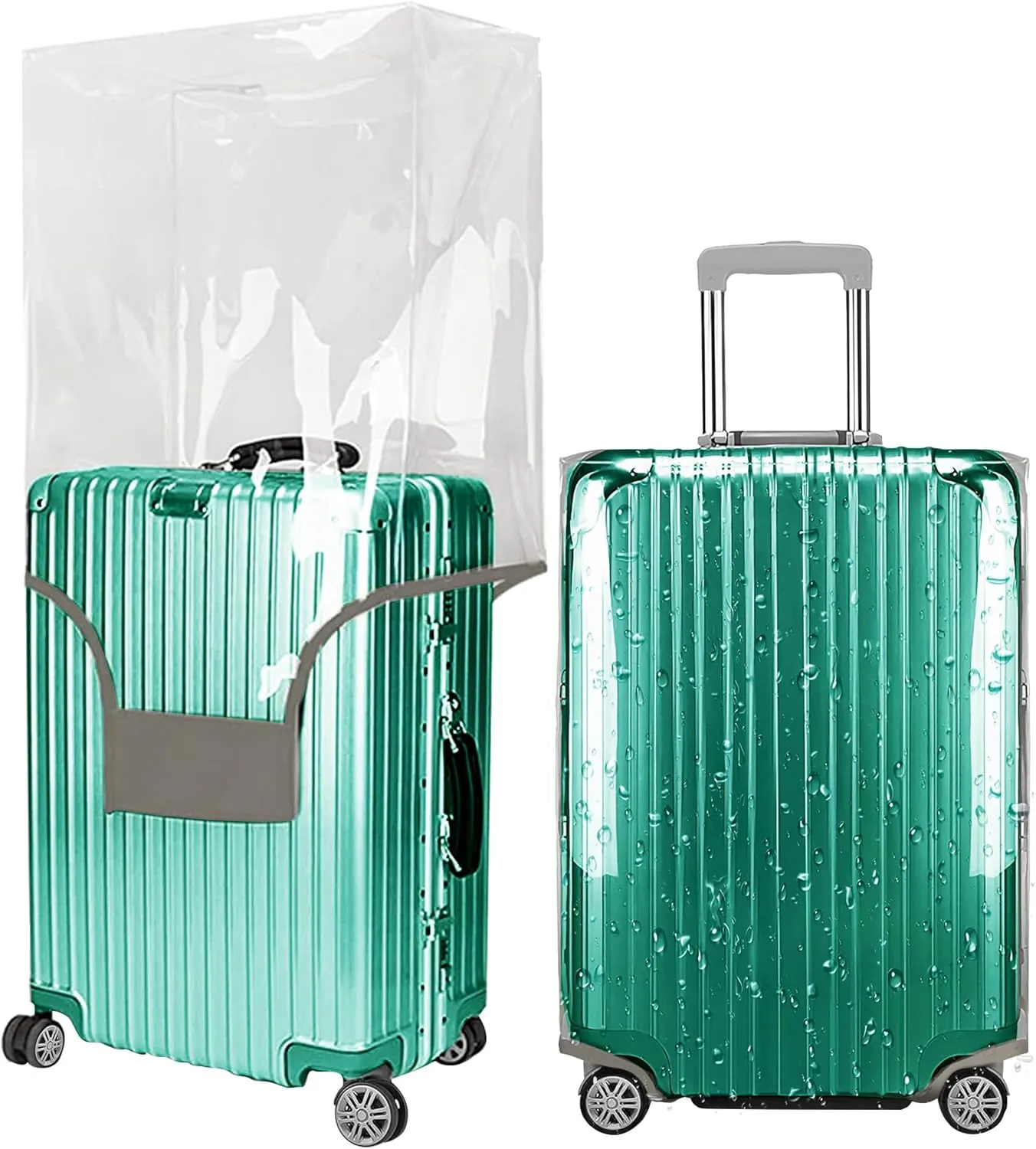30 Inch Full Clear PVC Luggage Cover, 0.4mm Thick Heavy-Duty Waterproof, Dustproof, Anti-Scratch Suitcase Cover, Luggage Covers for Suitcase TSA Approved, Fits 30"-31" Wheeled Luggage